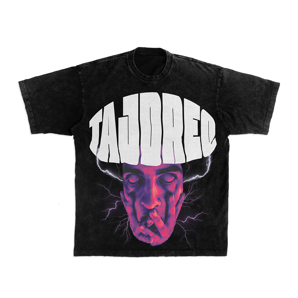TAJDREQ MOACA Oversized Acid Wash Unisex T-Shirt cu Print Distressed - imagine 2