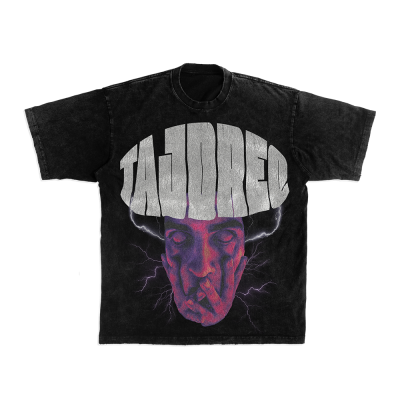 TAJDREQ MOACA Oversized Acid Wash Unisex T-Shirt cu Print Distressed